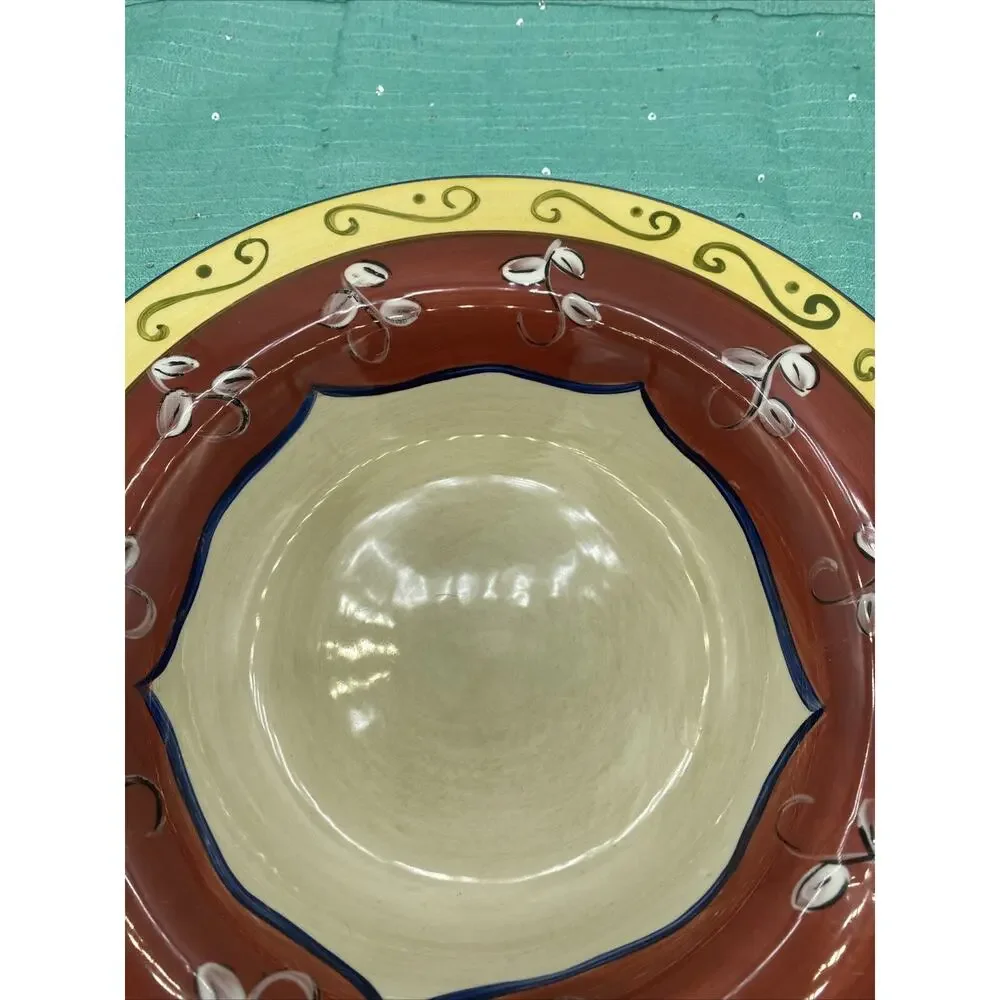 Serving Bowl Pier 1 Vallarta 10 1/2 Inch Red Gold Dinnerware